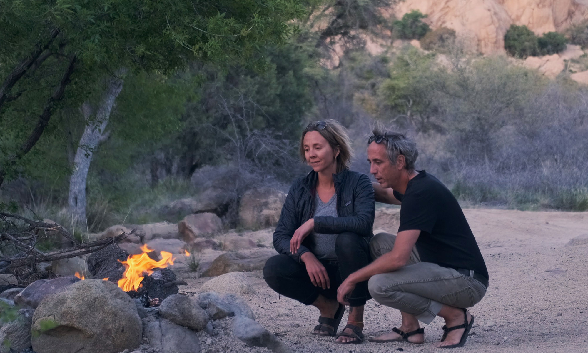 Sterling Noren Eva Rupert camping Arizona by fire