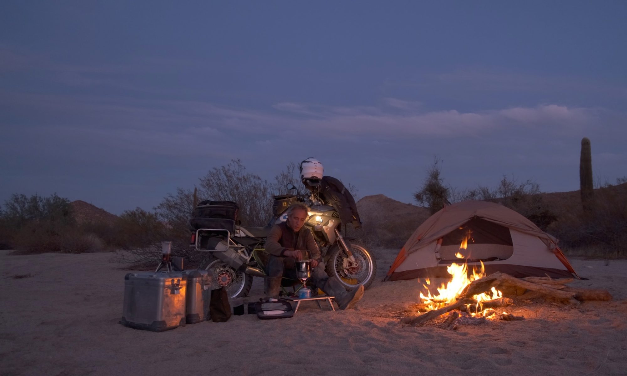 Motorcycle camping El Camino del Diablo Arizona