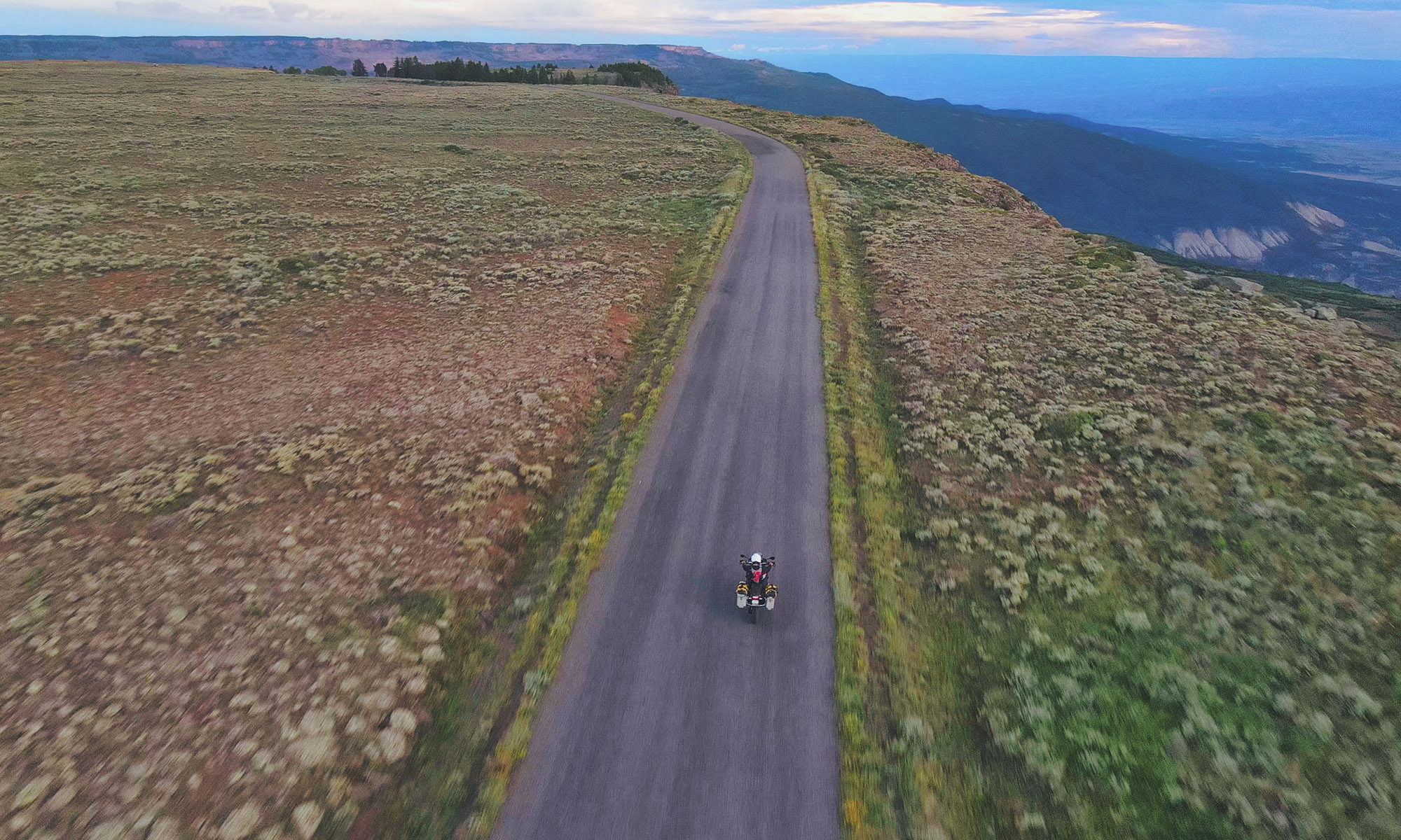 Motorcycle on road Lands End Colorado