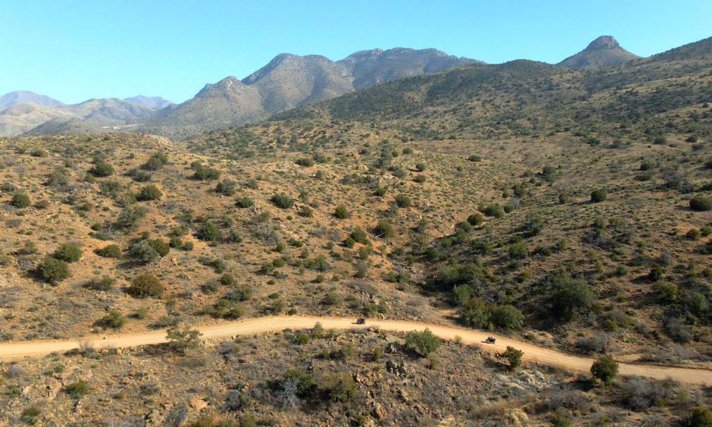 Two bikes on Apache Pass Arizona