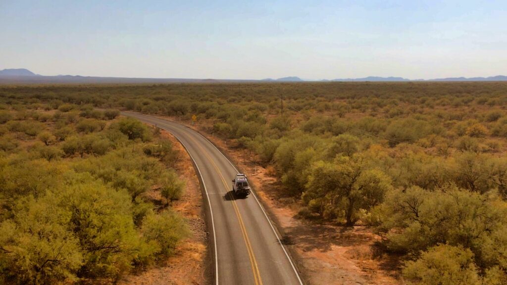 Sterling Noren driving van into Buenos Aires National Wildlife Refuge 2020