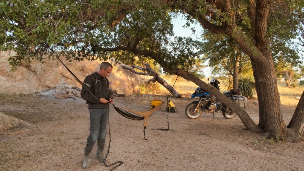 Sterling Noren motorcycle camping in Dragoon Mountains 2020