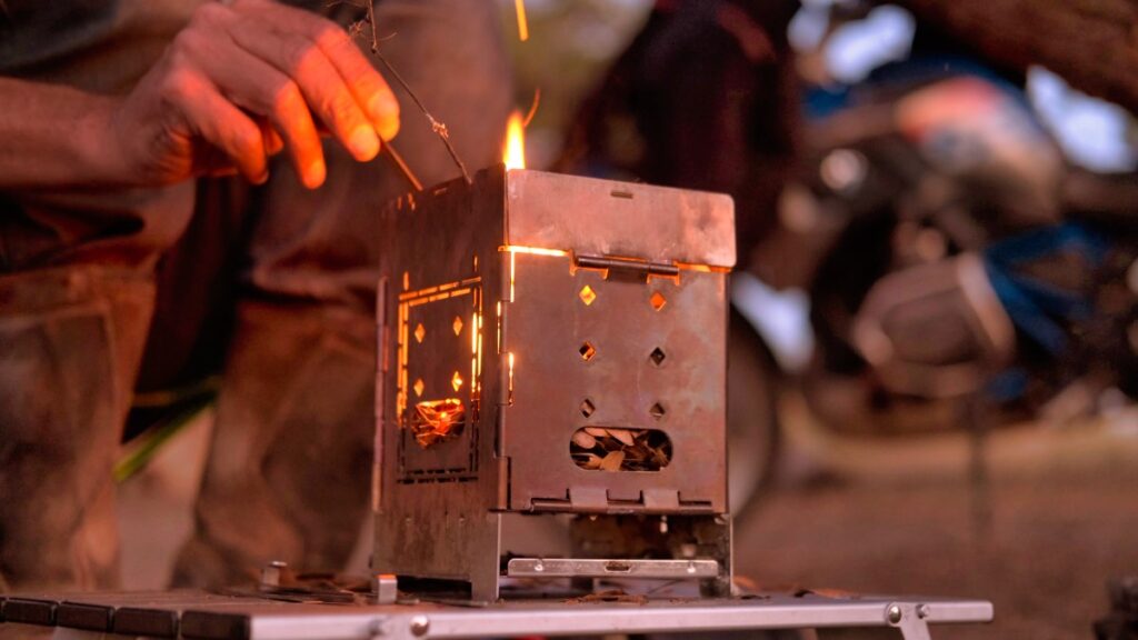 Firebox stove motorcycle camping