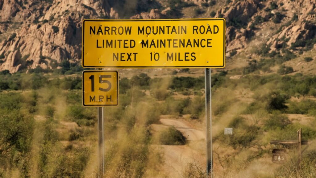 Narrow Mountain Road sign