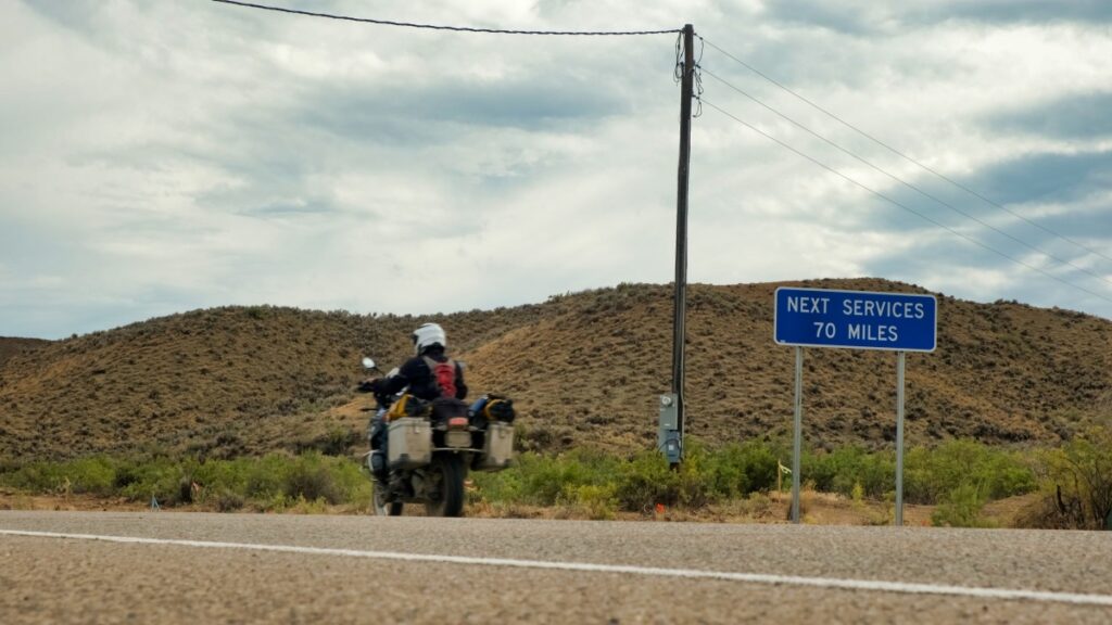 Sterling Noren riding BMW GS motorcycle Rangely Colorado